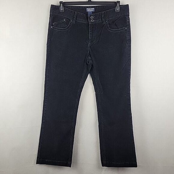 Polo Jeans Ralph Lauren Corduroy Pants Womens 14 Black Bootcut Mid Rise Cords - Picture 1 of 13